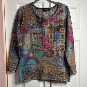 Chichkoyan France Colorful Graphic Knit Sweater Size 2